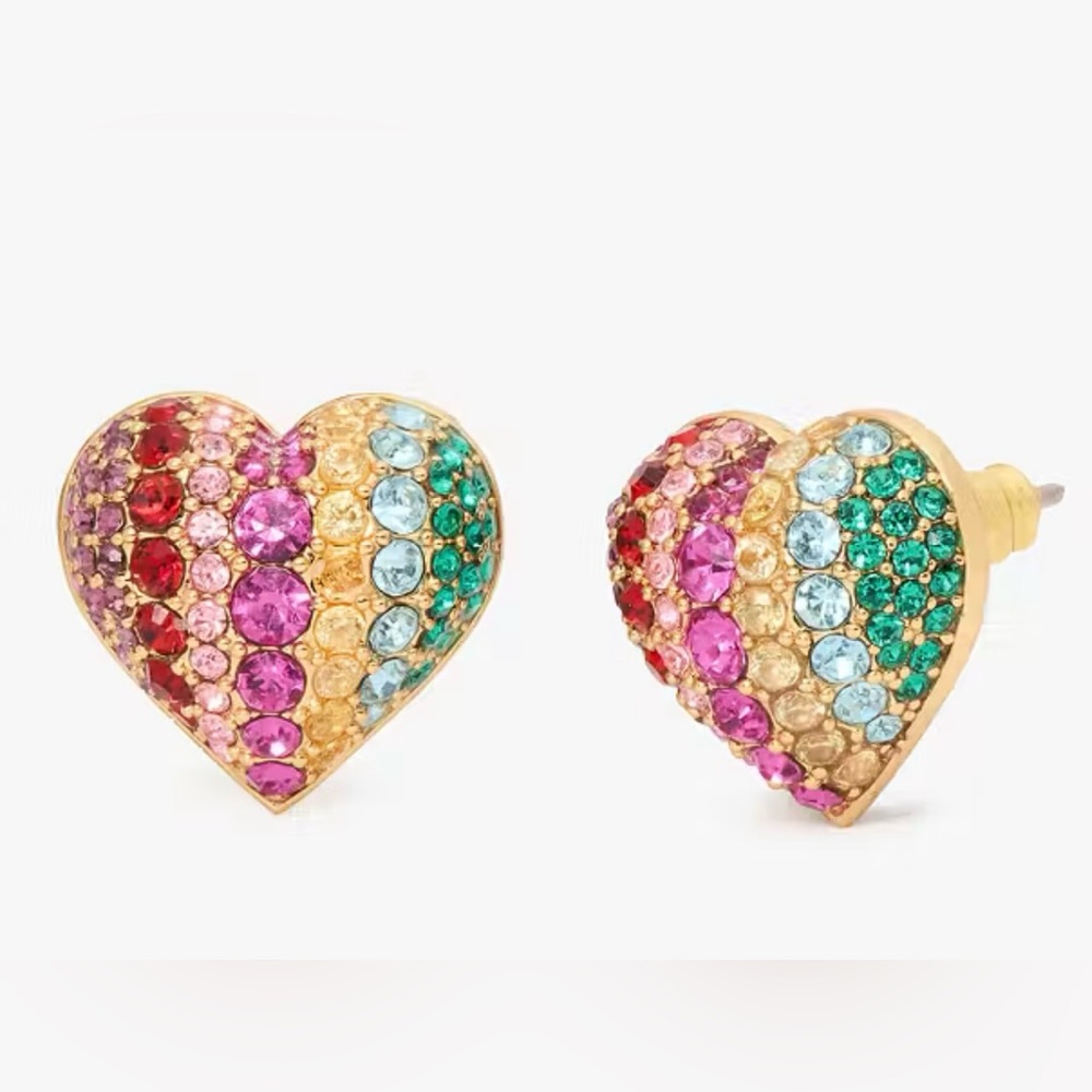 KATE SPADE On The Dot Rainbow Collection Heart Stud Earrings - Picture 1 of 4